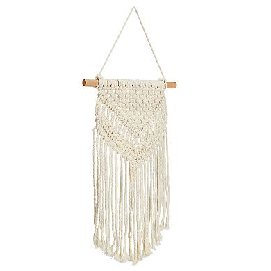 2 Pack Bohemian Style Macrame Wall Hanging, Dreamcatcher Home Decor (White, 10 x 15 In)