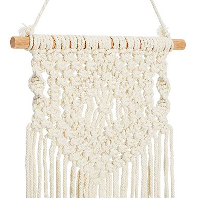 2 Pack Bohemian Style Macrame Wall Hanging, Dreamcatcher Home Decor (White, 10 x 15 In)