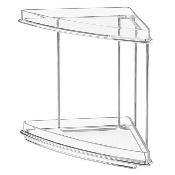 Mdesign Steel/plastic 2-tier Freestanding Bathroom Corner Organizer Shelf,  Clear : Target