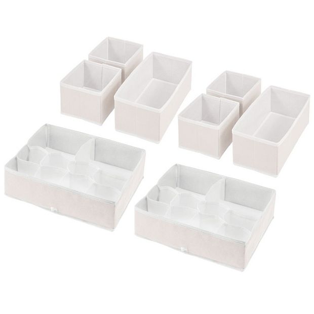 mDesign Fabric Drawer/Closet Divided Organizer Bins, Set of 5, Black/Cream  