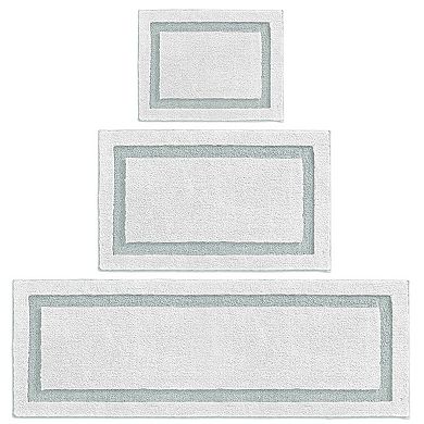 mDesign Non-Slip Microfiber Polyester Spa Mat/Rugs, Set of 3, White/Water Blue