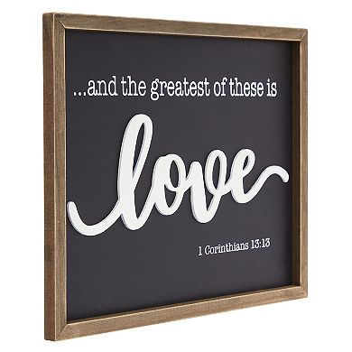 Farmhouse Style Framed Wood Religious Wall Decor for Bathroom, 1 Corinthians 13 Wall Art for Living Room (11.75 X 15 In)