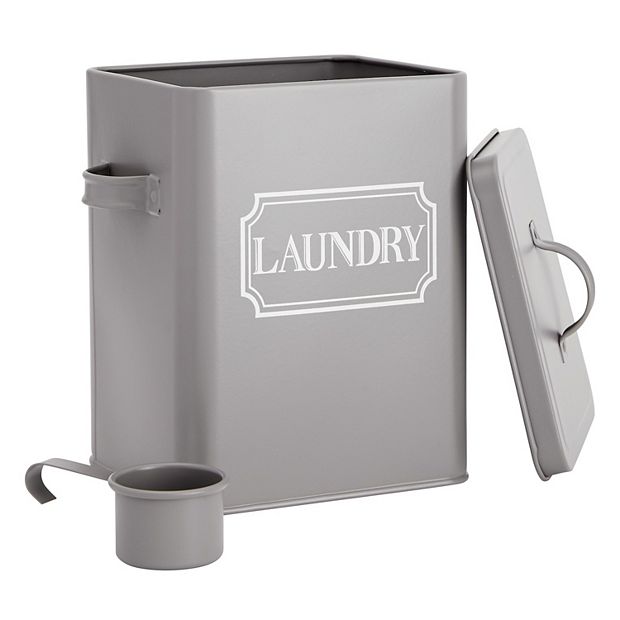 Laundry Detergent Storage Container for Pods and Powder, Grey Canister with  Scoop for Wash Room (7