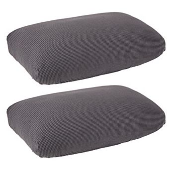 2 Pack Stretch Outdoor Cushion Covers for Patio Furniture and Sofas, Reversible (Medium, Grey)