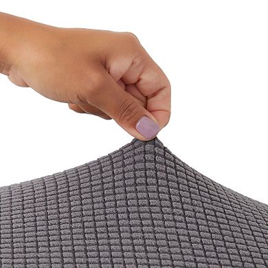 2 Pack Stretch Outdoor Cushion Covers for Patio Furniture and Sofas, Reversible (Medium, Grey)