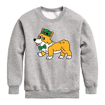 Boys 8-20 St. Patricks Day Corgi Crew Fleece Sweatshirt