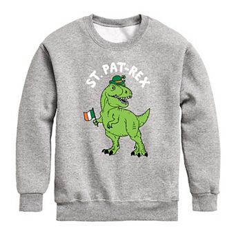 Boys 8-20 St. Patricks Day T Rex Crew Fleece Sweatshirt