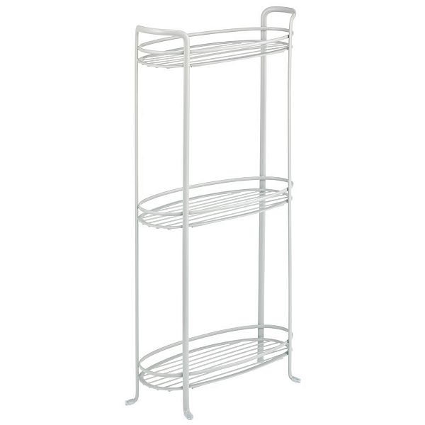 mDesign Vertical Standing Bathroom Shelving Unit Tower with 3 Baskets