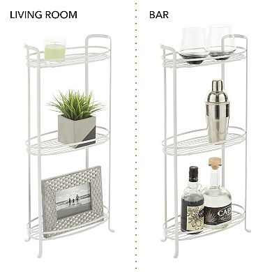 mDesign Vertical Standing Bathroom Shelving Unit Tower with 3 Baskets, White