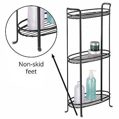 mDesign Vertical Standing Bathroom Shelving Unit Tower with 3 Baskets, White