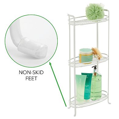 mDesign Vertical Standing Bathroom Shelving Unit Tower with 3 Baskets, White