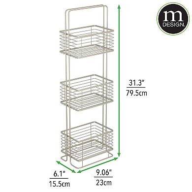 mDesign Slim Metal Wire 3-Tier Standing Bathroom Storage Basket Unit