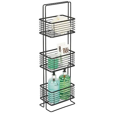 mDesign Slim Metal Wire 3-Tier Standing Bathroom Storage Basket Unit