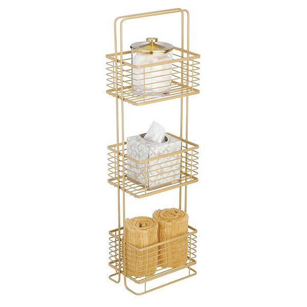 mDesign Slim Metal Wire 3-Tier Standing Bathroom Storage Basket Unit ...