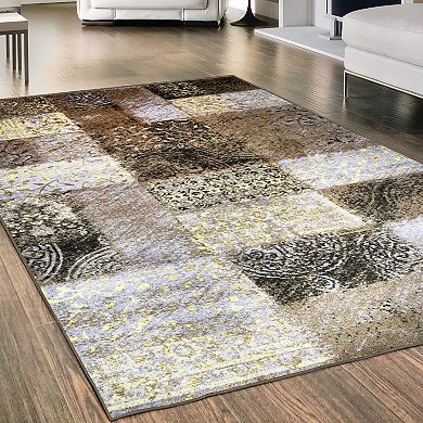 Superior Hadley Damask Non-Slip Indoor Area Rug