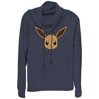 Juniors' Pokémon Eevee Face Cowlneck Graphic Lightweight Long Sleeve