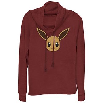Juniors' Pokémon Eevee Face Cowlneck Graphic Lightweight Long Sleeve