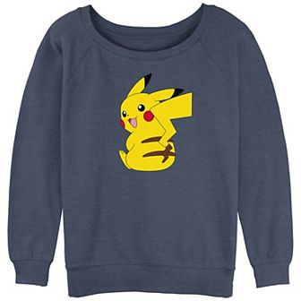 Juniors' Pokémon Cute Pikachu Graphic Slouchy Terry Sweatshirt