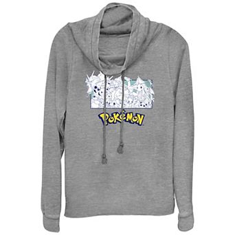Juniors' Pokémon Monochrome Group Portrait Cowlneck Graphic Lightweight Long Sleeve