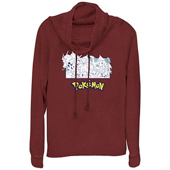 Juniors' Pokémon Monochrome Group Portrait Cowlneck Graphic Lightweight Long Sleeve