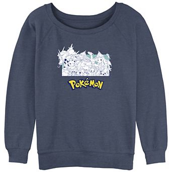 Juniors' Pokémon Monochrome Group Portrait Slouchy Terry Graphic Sweatshirt