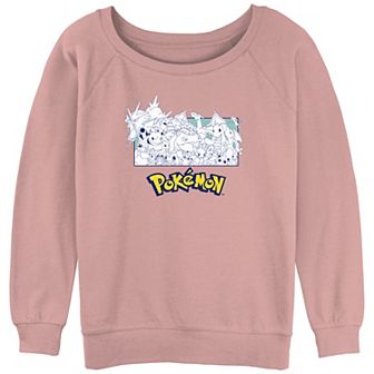 Juniors' Pokémon Monochrome Group Portrait Slouchy Terry Graphic Sweatshirt
