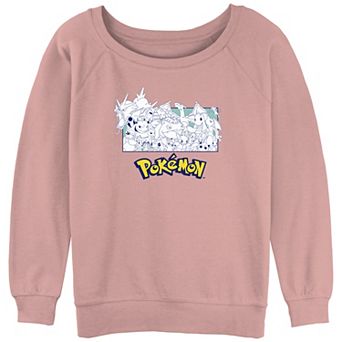Juniors' Pokémon Monochrome Group Portrait Slouchy Terry Graphic Sweatshirt