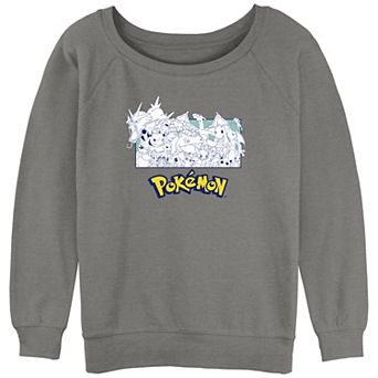 Juniors' Pokémon Monochrome Group Portrait Slouchy Terry Graphic Sweatshirt