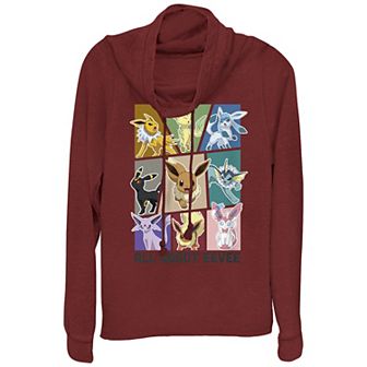 Juniors' Pokémon "All About Eevee" Evolutions Cowlneck Graphic Lightweight Long Sleeve