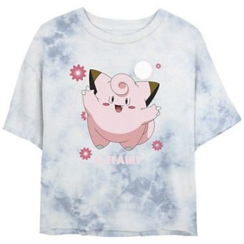 Juniors' Pokémon Cefairy Fairy Dance Pink Flowers Graphic Tee