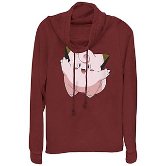 Juniors' Pokémon Happy Big Hug Clefairy Cowlneck Graphic Lightweight Long Sleeve