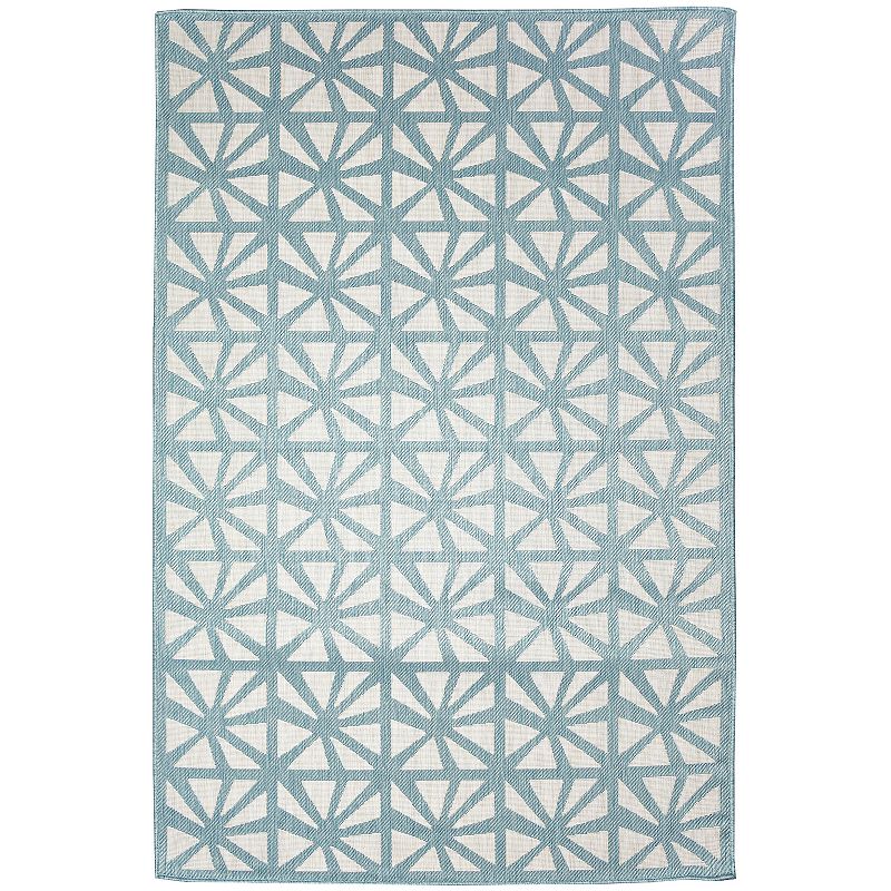 Liora Manne Carmel Tonga Tile Indoor/Outdoor Rug, Blue, 8Ft Sq