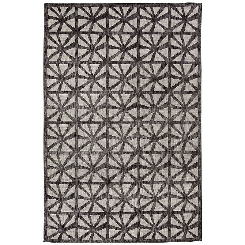 Liora Manne Carmel Tonga Tile Indoor/Outdoor Rug, Black, 8X10 Ft