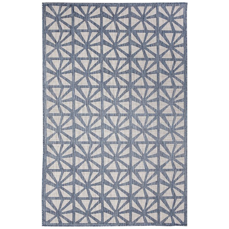 Liora Manne Carmel Tonga Tile Indoor/Outdoor Rug, Blue, 8Ft Sq