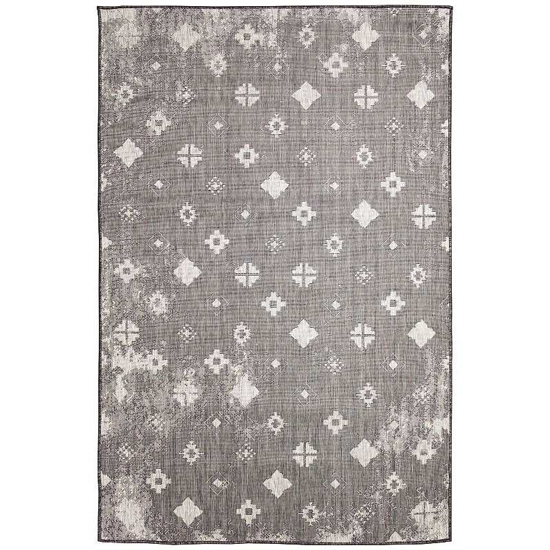 Liora Manne Carmel Porto Indoor/Outdoor Rug, Black, 8Ft Sq