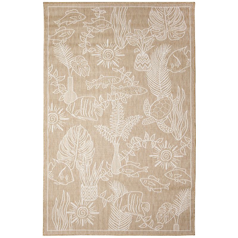 Liora Manne Carmel Collage Indoor/Outdoor Rug, Brown, 6.5X9.5 Ft