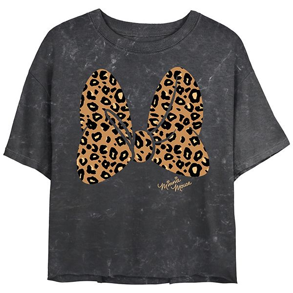 Disney's Minnie Mouse Juniors' Leopard Print Bow Tee