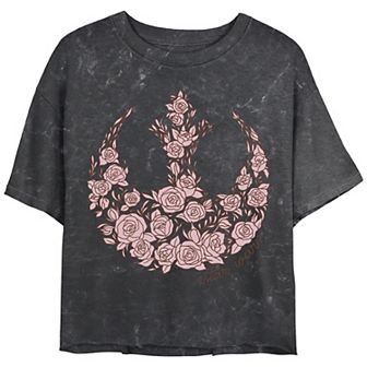 Juniors' Star Wars Rose Rebel Emblem Tee