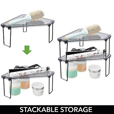 mDesign Plastic/Steel Corner Stackable Organizer Rack for Bathroom