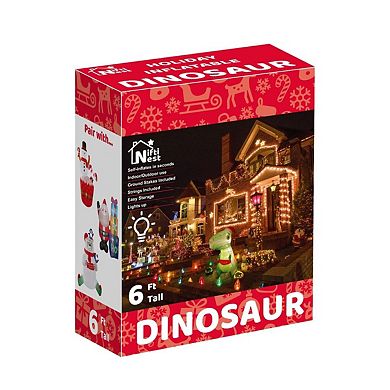 6' Ft Christmas Dinosaur Holiday Inflatable