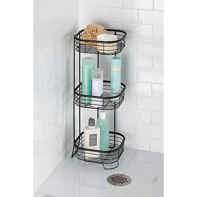 mDesign Square Metal 3-Tier Shelf, Free Standing Bathroom Storage