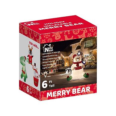 6' Ft Merry Bear Holiday Inflatable