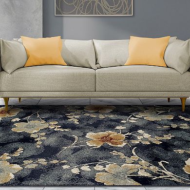 SUPERIOR Fiore Modern Floral Indoor Jute Backing Area Rug
