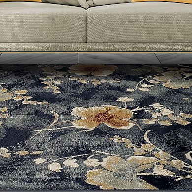 SUPERIOR Fiore Modern Floral Indoor Jute Backing Area Rug