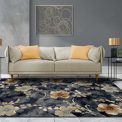 SUPERIOR Fiore Modern Floral Indoor Jute Backing Area Rug