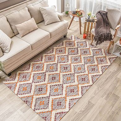 SUPERIOR Talluah Hand-Tufted Cotton/Wool Textured Geometric Farmhouse Area Rug