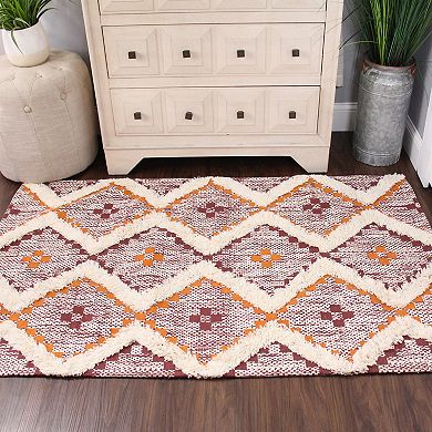 SUPERIOR Talluah Hand-Tufted Cotton/Wool Textured Geometric Farmhouse Area Rug