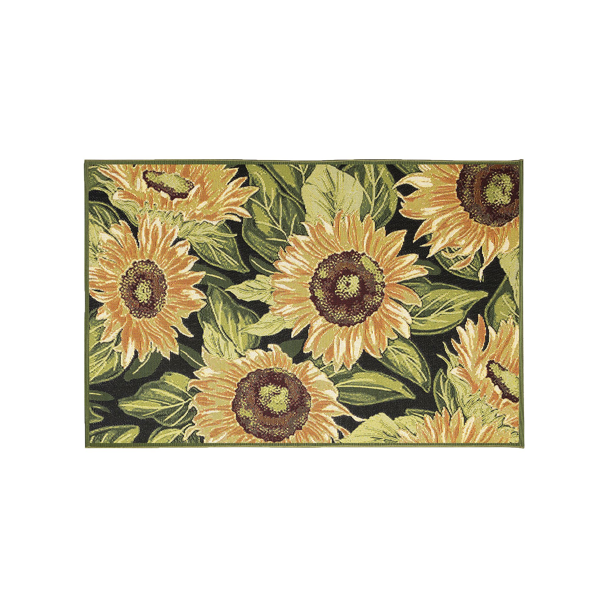 Liora Manne Esencia Sunflowers Indoor/Outdoor Mat, Black