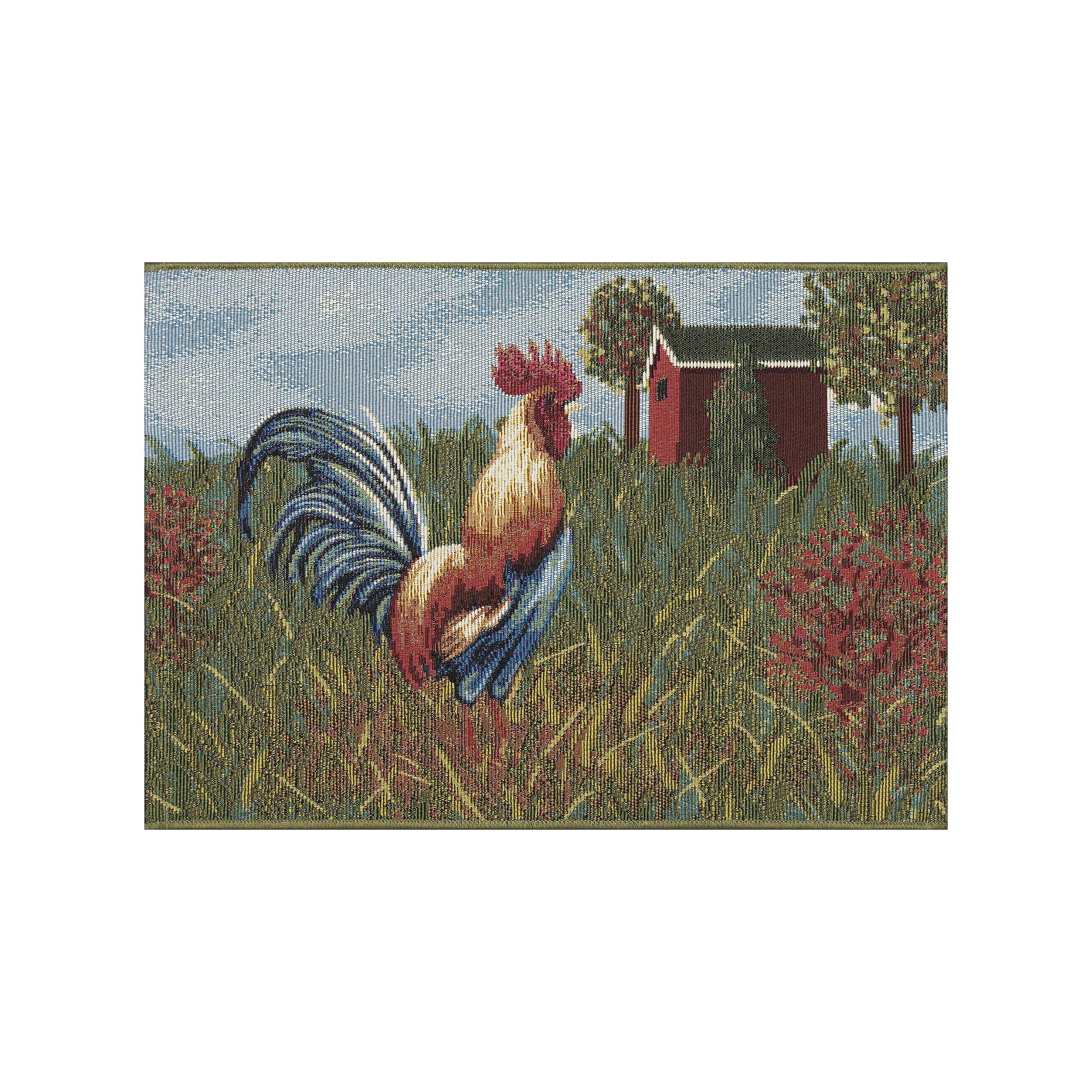 Liora Manne Esencia Rooster Farm Indoor/Outdoor Mat, Blue