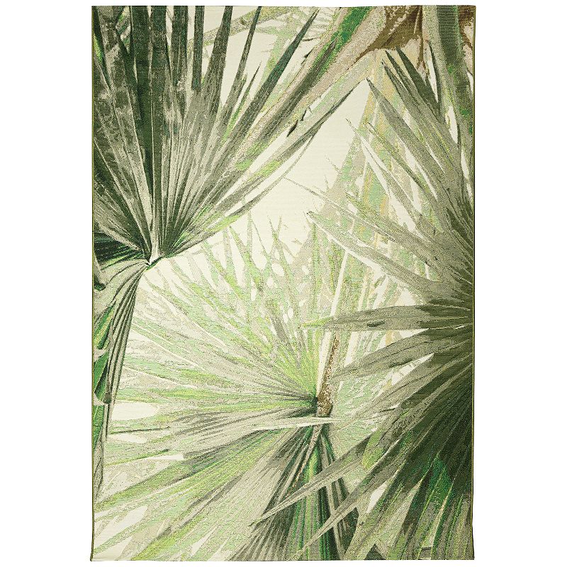 Liora Manne Marina Palm Fan Indoor/Outdoor Rug, Green, 8X10 Ft